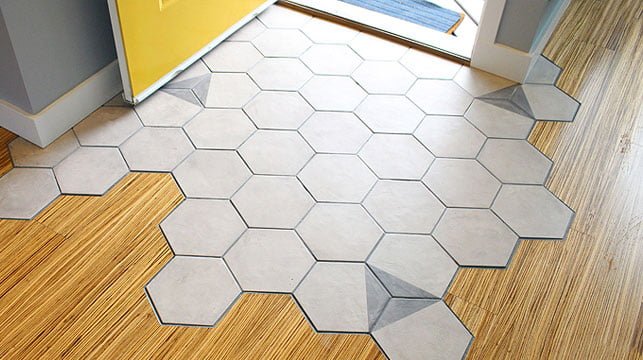 Tile to Wood Floor by Overlaping the Tile and Wood