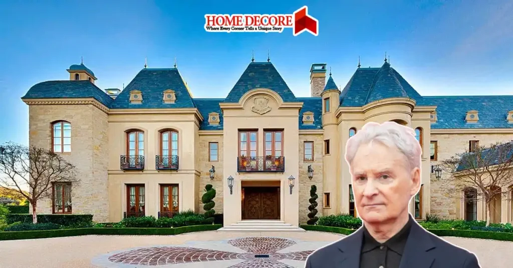 Front view of the Kevin Kline House in New York, showcasing its elegant architecture and lush garden.